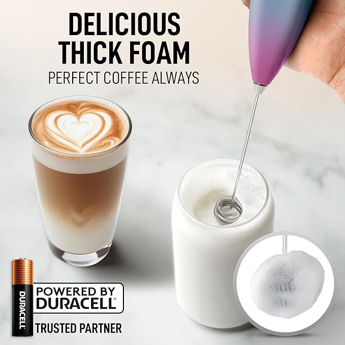 Zulay Kitchen Whisk Milk Frother with 4 Duracell Batteries - Powerful Handheld Foam Maker for Coffee, Lattes, Matcha, Hot Chocolate & Cappuccinos - Whip Creamy Froth in Seconds - Image 2