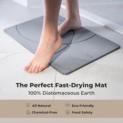 TOSORO - Stone Bath Mat Diatomaceous Earth Shower Mat Non-Slip Super Absorbent Diatomite Stone Bath Mats for Bathroom Floor Quick Drying Natural Easy to Clean (23.5 x 15) - Graphite