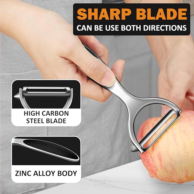TACGEA Vegetable Peeler for Kitchen, Potato Peelers for Fruit Straight Blade, Durable Non-Slip Handle, Set of 2 - Image 3
