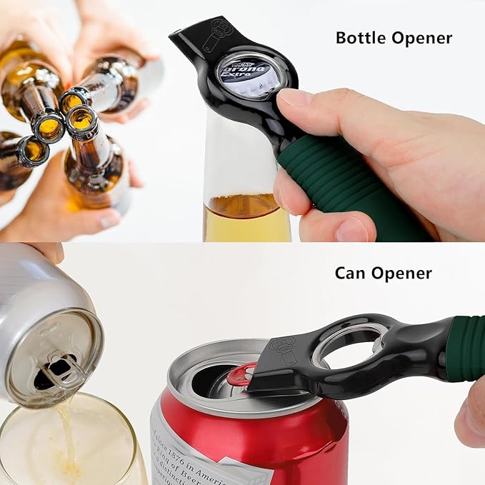 2-Pack Magnetic Beer Bottle Opener & Soda Can Opener, 2-in-1 Bottle Opener and Can Tab Opener Tool for Bartender, Long Nails, Arthritis, Silicone Handle with Build in Magnet - Deep Green - Image 3