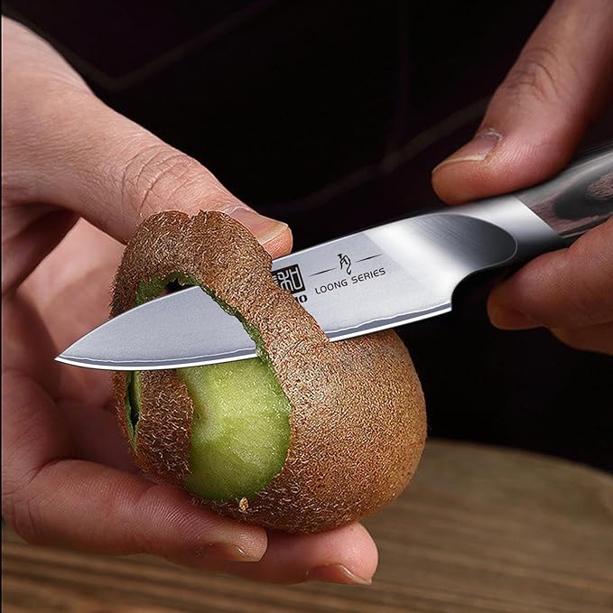 HOSHANHO 3.75 inch Paring Knife, Japanese High Carbon Stainless Steel Small Kitchen Knives, Ultra Sharp Fruit Knife with Ergonomic Pakkawood Handle - Image 6