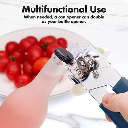Can Opener Manual, COKORA Can Openers Hand Held with Comfort Anti-Slip Handles, Heavy Duty Stainless Steel Can Opener Smooth Edge and Bottle Openers, Easy Turn Can Openers for Seniors, Kitchen, Blue - Image 6