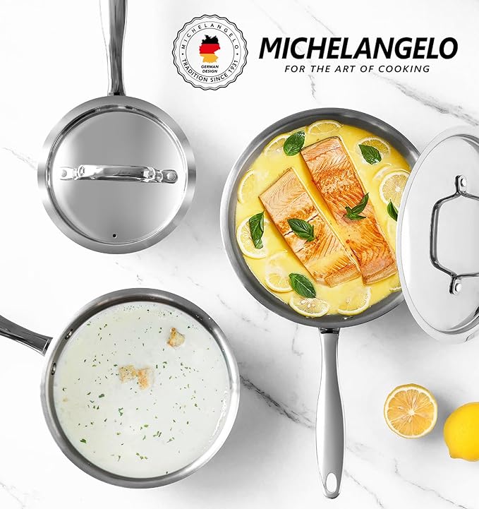 MICHELANGELO Stainless Steel Saucepan Set with Stainless Lids, Tri-Ply Bottom Sauce Pan with Lid, Sauce Pot Set 1QT & 2QT &3QT, Nonstick Saucepan, Dishwasher Safe - Image 7