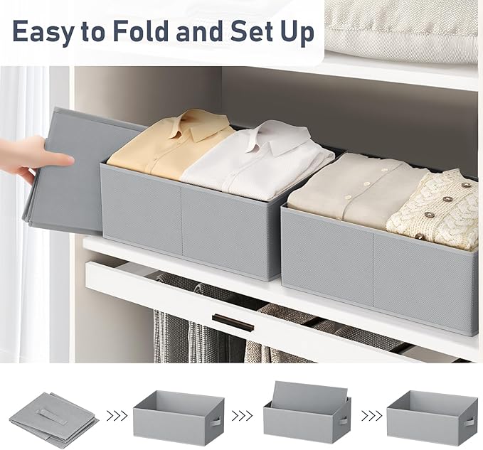 DIMJ Closet Storage Bins 8 Pack - Fabric Storage Baskets for Shelves, Large Clothes Organizers with Handles, Trapezoid Shelf Organization Storage Cubes for Purse, Toys, Books, Towel, Clothes - Image 5