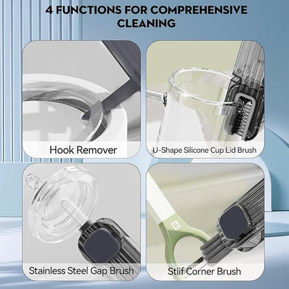 VIDONIO 4 in 1 Cup Lid Gap Cleaning Brush, Multifunctional Insulation Bottle Cleaning Tools, Mutipurpose Tiny Silicone Cup Holder Cleaner, Home Kitchen Cleaning Tools