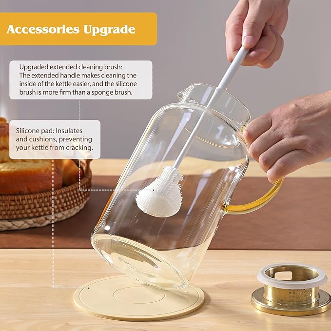 2 Pack 2 Liter/68oz Glass Pitchers with Lid and Handle, Glass Water Pitcher with Lid and Spout for Fridge, Iced Tea, Coffee, Borosilicate Glass Carafe for Hot/Cold Brew Drink