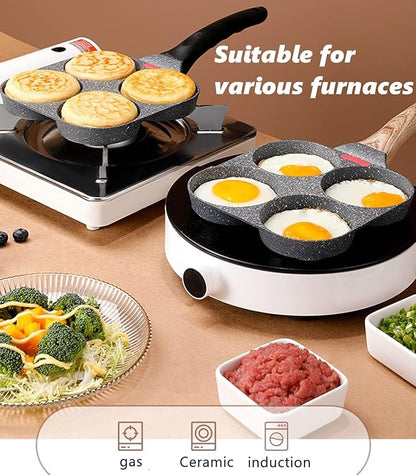 HUPECHAM 4-Cup Egg Pan Nonstick, and Granite Egg Frying Pan, Versatile Breakfast Skillet for Eggs, Pancakes, Plett, Crepes, Compatible with Gas Stove and Induction Cooktop - Image 4