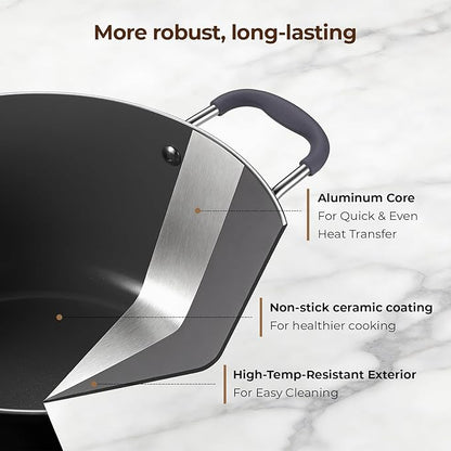 10 Quart Nonstick Stock Pot with Lid, Ceramic Soup Pot with Lid, Induction Cooking Pot with Silicone Handle for All Stoves, Healthy Non-toxic Cooking Pot for Stew/Pasta, PFAS & PFOA Free