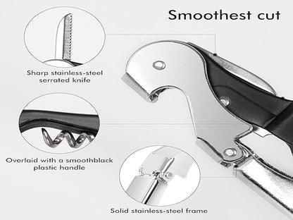 Professional Waiter Corkscrew Wine Openers Set, Heavy Duty Stainless Steel Hinges Wine Key for Restaurant Waiters, Sommelier, Bartenders - Image 4
