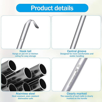 10PCS Stainless Steel Soup Ladle, 2 Oz Serving Ladles with 10" Long Handle for Portion Serving Cooking Stirring Portioning, Kitchen Restaurant Large Ladle Portion Control Spoons