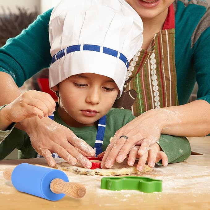 Mini Silicone Rolling Pin for Kids, Non-stick Surface Wood Handle, 9 Inch 1 Pack Purple - Image 4