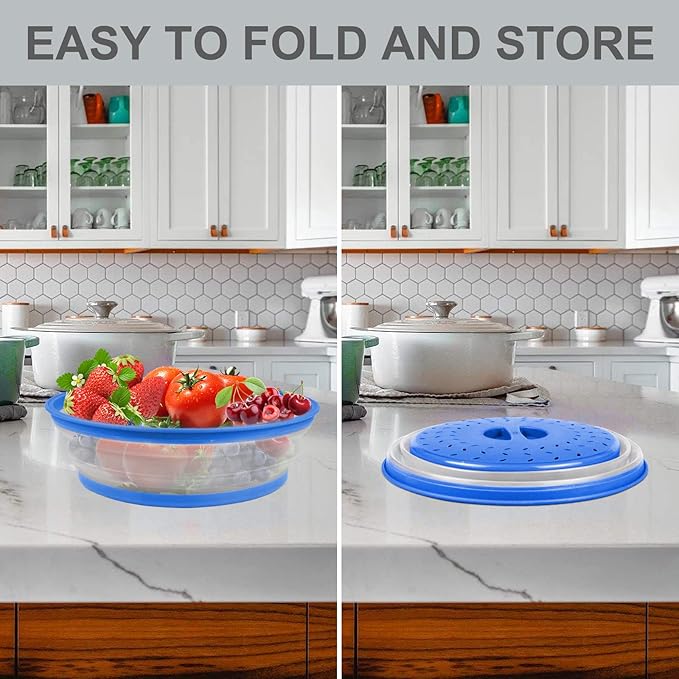 2 in 1, Aidacom Microwave Splatter Cover for Food & Silicone Microwave Mat, Mat as Bowl Holder, Trivet, Pot Holders, Drying, Baking, Utensils Rest for Kitchen Counter, Dishwasher Safe, Blue - Image 5