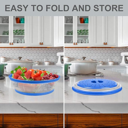 2 in 1, Aidacom Microwave Splatter Cover for Food & Silicone Microwave Mat, Mat as Bowl Holder, Trivet, Pot Holders, Drying, Baking, Utensils Rest for Kitchen Counter, Dishwasher Safe, Blue - Image 5