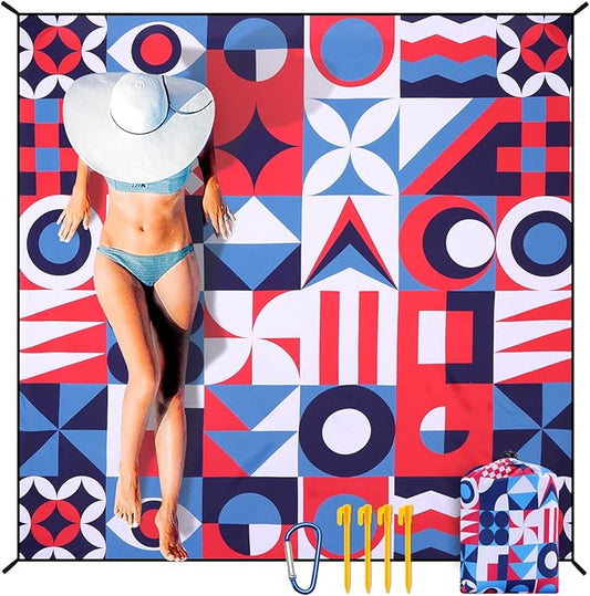 HIHOHO Beach Blanket Waterproof Sandproof Extra Large Beach Mat 79" X 83"/120"x108"for 1-8 Adults Quick Drying Durable Outdoor Picnic Mat for Beach Travel Camping Hiking