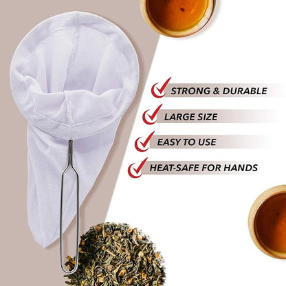Disposable Tea Filter Bags for Loose Leaf Tea, Unbleached Natural Paper Drawstring Tea Bags, Plastic-Free Tea Infuser Bags for Herbal Tea, Coffee & Spices Size 5.5 Inches