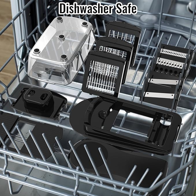 12 Blade All-in-1 Vegetable Chopper Mandoline Slicer with Container, Spiralizer with Containers, Food Chopper, Onion Chopper, Veggie Cutter for Salad, Kitchen Gadgets Accessories Essentials, Black - Image 9