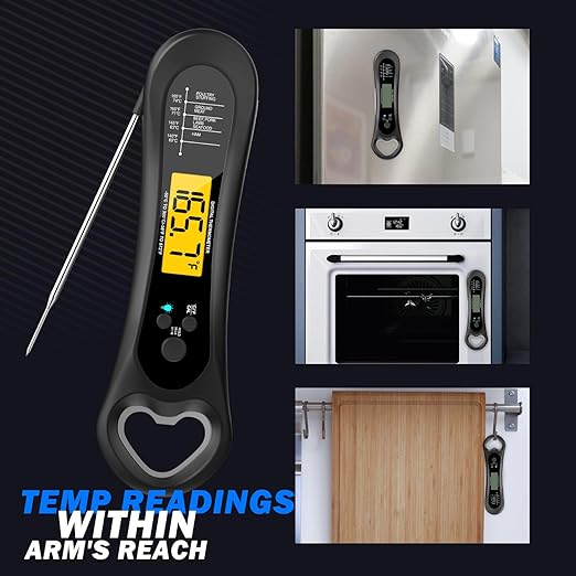 Meat Thermometer Digital, Instant Read Meat Thermometer for Grill and Cooking, with Bottle Opener, Backlight & Calibration Food Thermometer, Kitchen Gadgets for BBQ, Turkey, Candy, Liquids - Image 6