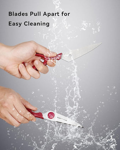Kitchen Scissors for Food, HUNTER.DUAL Heavy Duty Come Apart Poultry Shears for Cooking, All Purpose for Cutting Chicken, Meat, Fish & Vegetables (Red, 8.35 Inch) - Image 4