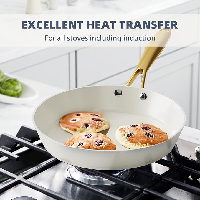 Pots and Pans Set Non Stick - VONIKI Ceramic Cookware Set with Cooking Utensils Set, Non Toxic Kitchen Cookware Sets Dutch Oven Pot with Lid Saucepan Set Sauté Pan Frying Pan Set for Cooking Gifts - Image 7