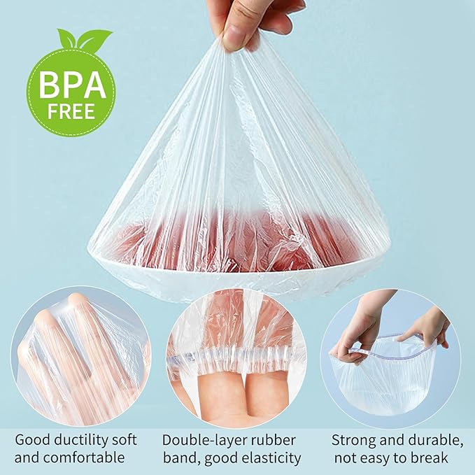 Homelove Plastic Bowl Covers Dish Cover Food Cover, 200pcs Reusable Elastic Stretch Fresh Keeping Covers, Kitchen Dining Cookware Canning Lids Food Bags, Universal Kitchen Plastic Wrap [Colorful] - Image 6