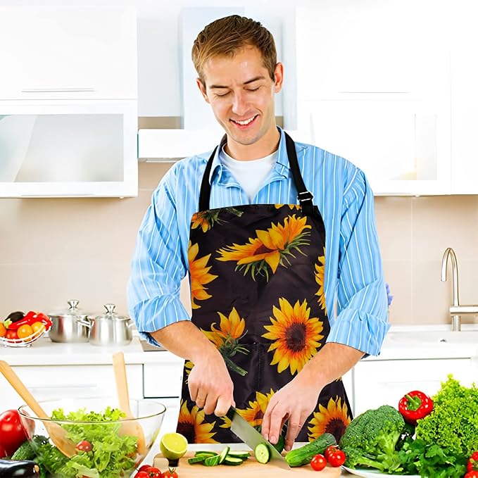 Adjustable Waterproof Apron Bib Apron with 2 Pockets Cooking Kitchen Aprons for Women Men Chef
