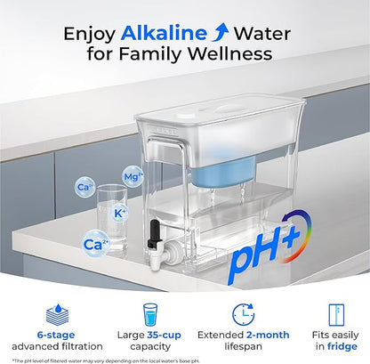 Waterdrop Slim Alkaline Water Filter Dispenser, 35-Cup, Large Capacity, 100-Gallon Long-Life, Faster Filtration, Reduces Chlorine, PFOA/PFOS and More, BPA Free, White (with 1 Filter) - Image 2