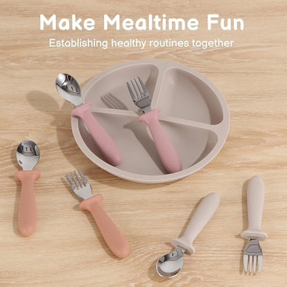 Eascrozn Toddler Spoons and Forks Set, 6 Pack Kids Silverware with Silicone Handle, BPA Free, 18/8 Stainless Steel Children Safe Toddler Utensils, Dishwasher Safe - Image 6