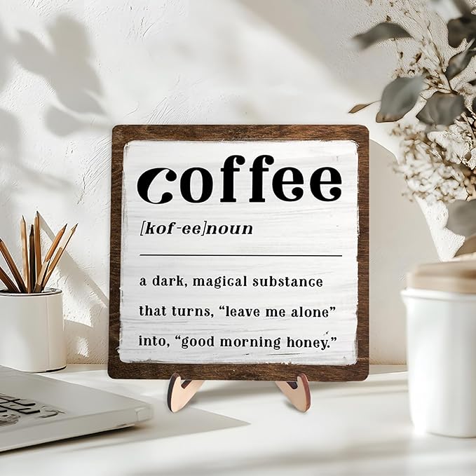 Coffee Bar Sign Plaque for Coffee Bar Station, Vintage Wooden Java Sign Decor for Kitchen,Farmhouse Cafe,Fun Gifts for Friends,Dad,Mom 5.9x5.9inch - Image 3