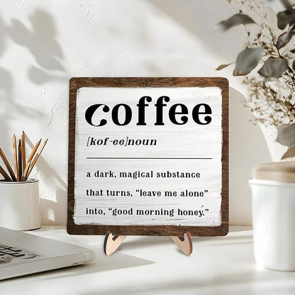 Coffee Bar Sign Plaque for Coffee Bar Station, Vintage Wooden Java Sign Decor for Kitchen,Farmhouse Cafe,Fun Gifts for Friends,Dad,Mom 5.9x5.9inch - Image 3