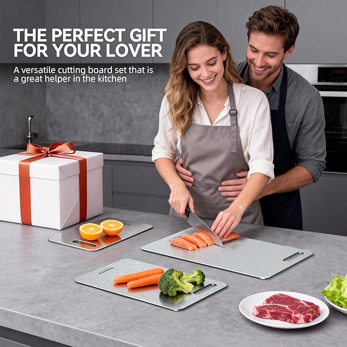 Titanium Cutting Boards,100% Pure Titanium Kitchen Cutting Board, Double-Sided Non-Toxic Cutting Board, Ideal for Slicing and Dicing Meats, Features Handle, Dishwasher Safe,10.5"L*6.5"W - Image 8