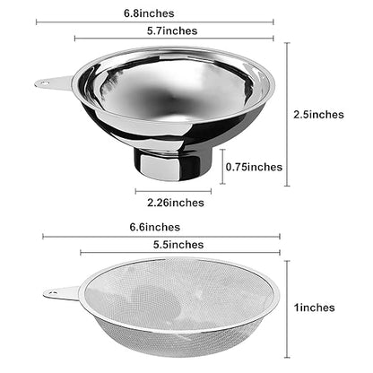 Serinar Canning Funnel with Stainless Steel Filter for Regular Mouth Mason Jars - Stainless Steel Funnel for Kitchen Filling, Canning Funnel (for use with Regular Mouth Mason Jars) - Image 2