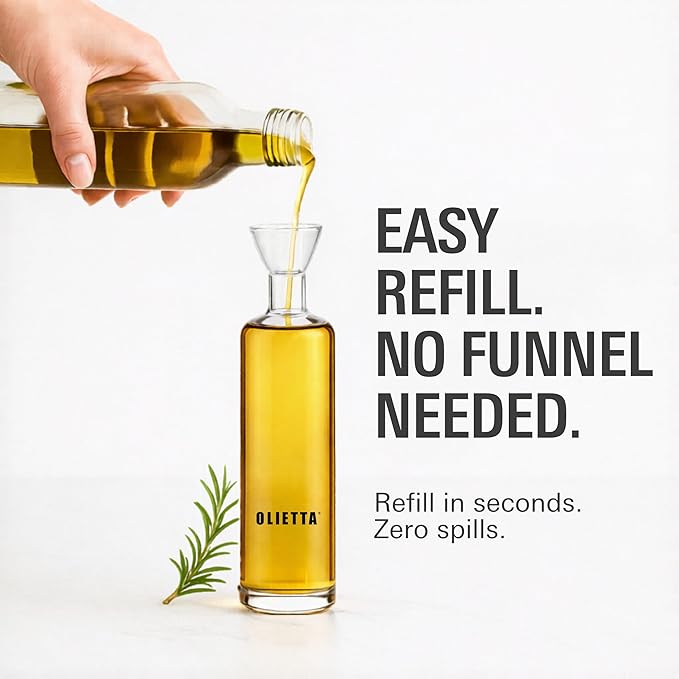 Olietta Olive Oil Dispenser Bottle Borosilicate Glass - 4.2 oz 125ml Non Drip Dispenser - Leak Proof Pourer Vinegar Drizzler Cruet - Easy Clean Drip Free Bottles for Kitchen - Image 4