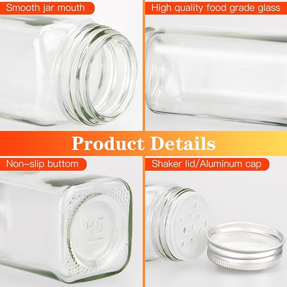 DkOvn 24pcs Glass Spice Jars, 4oz Empty Spice Jars with Metal Caps, Labels, Shaker Lids, Collapsible Funnel, Chalk Pen, Seasoning Organizer for Spice Rack - Image 5