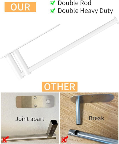 Paper Towel Holder Under Cabinet, 13Inch Self-Adhesive or Wall Paper Towel Holder for Kitchen, Bathroom, RV, White - Image 4