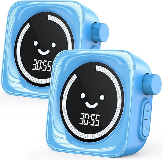 Visual Timer for Kids, 99 Minute Digital Cute Kids Visual Timer Classroom Timer for Homeschool Supplies Study Teaching Time Management Tool Countdown Timer, Blue 2Pack