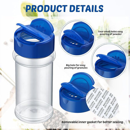 Eccliy 36 Pack 3 oz Clear Plastic Spice Jars with Label and Shaker Lids Empty Spice Bottles Seasoning Containers Seasoning Jars Shaker Condiment Pots for Pepper Herbs Powders(Blue) - Image 3