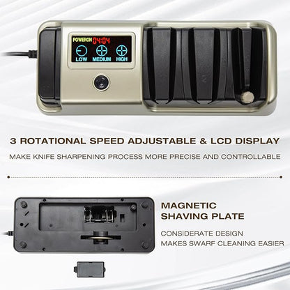 Light Blonde 5 in 1 Electric Knife Sharpener with LCD Screen for Kitchen Knives, 3 Rotational Speed Electric kitchen Knife Sharpener for Straight,Serrated, Ceramic Knives,Scissors & Axes - Image 6