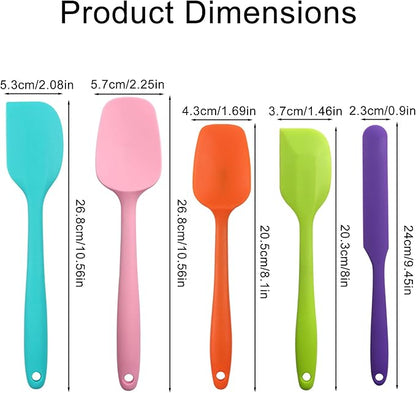5 Pcs Silicone Spatula,Food Grade Rubber Spatula, Spatulas Silicone Heat Resistant, Used for Baking, Cooking, non Stick, Dishwasher Safe, BPA Free - Image 2