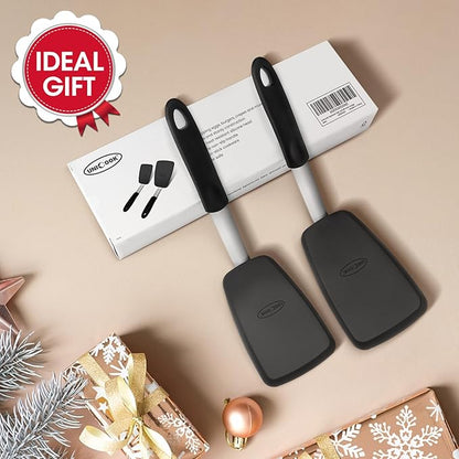 Unicook 2 Pack Flexible Silicone Spatula, Turner, 600F Heat Resistant, Ideal for Flipping Eggs, Burgers, Crepes and More, Black - Image 7