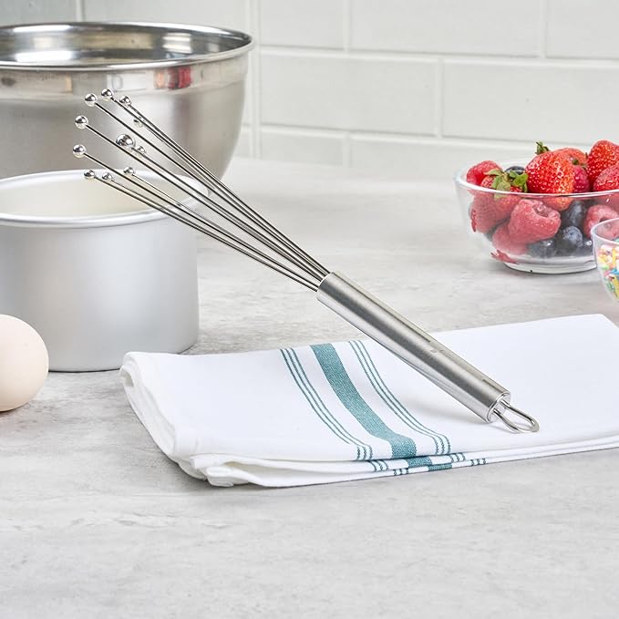 Restaurantware 10.5 in Stainless Steel Ball Whisk - 24 Pack - German Standard Egg Beater with Ergonomic Handle, Dishwasher Safe - Manual Mixer Cooking Whisk for Baking, Stirring, Sauces, Beating - Image 8