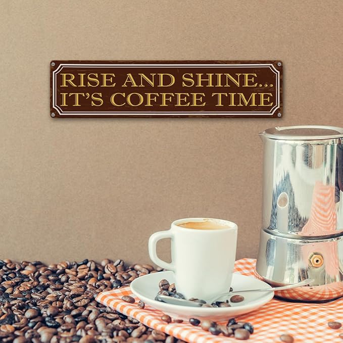 Coffee Time Metal Tin Signs, Coffees Lover Home Decor for Kitchen Bedroom Dining Room, Farmhouse Cafe Decors, Decorative Metal Wall Signs 15.8x4 Inches - Image 6