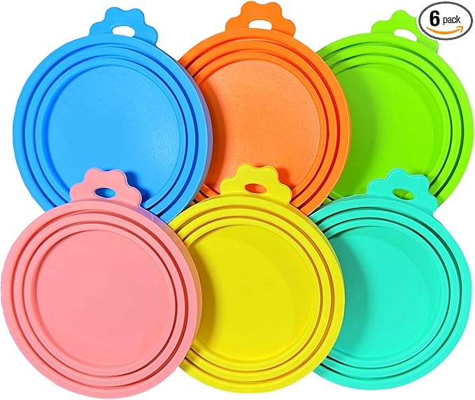 MoPawKT- Silicone Can Covers, Cat & Dog Food Can Covers Lids, Universal 3 Sizes for Most of Food Cans from 3-15 oz, BPA Free, Reusable (Set of 6 lids)