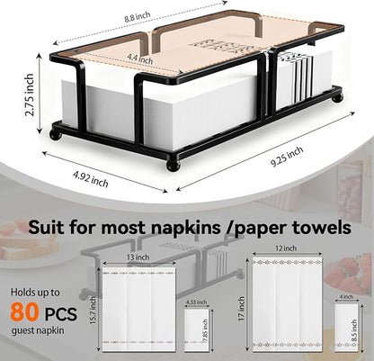 Bathroom Napkin Holder Bathroom Paper Towel Holder Bathroom Guest Towel Holder Tray for Bathroom Napkin Holder Guest Towels Disposable, Bathroom, Kitchen Dinning Table.Black