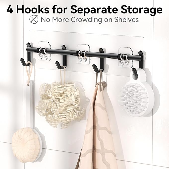 YASONIC Shower Caddy Adhesive, 100% Rustproof Shower Organizer with Soap Holder, 6 Pack Large Capacity shower Shelves for Inside Shower, No Drilling Bathroom Organizers and Storage for Home Decor - Image 5