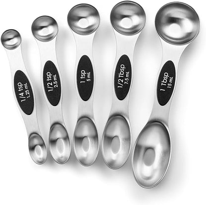 Spring Chef Magnetic Measuring Cups & Spoons Set, Patented, Strong N45 Magnets, Heavy Duty Stainless Steel Fits in Spice Jars for Baking & Cooking, BPA Free, Round Set of 9, Black - Image 9