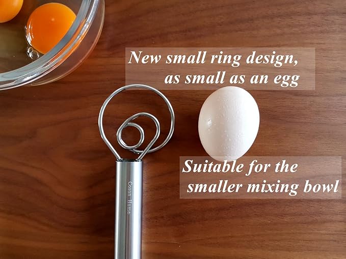 Small Ring Danish Dough Whisk Stainless Steel, Suitable for Sourdough Jar, Hand Mixing Tool for Mixing Various Bread Doughs, A Good Baking Starter, Ring Small As An Egg, 9 Inches Length - Image 4