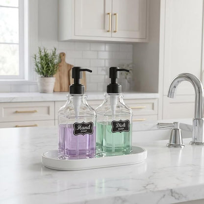 JASAI 2Pack Glass Soap Dispenser with Black Rust Proof Pump, Refillable Dish Soap Dispenser with for Kitchen and Bathroom. - Image 6
