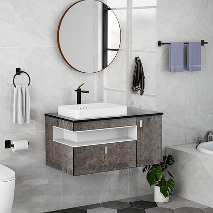Matte Black Bathroom Accessories Set, KLJKPA 4 Pieces Bathroom Hardware Set, 24 inch Towel Bar, Towel Racks for Bathroom, Robe Towel Hooks, Toilet Paper Holder Wall Mounted - Image 6