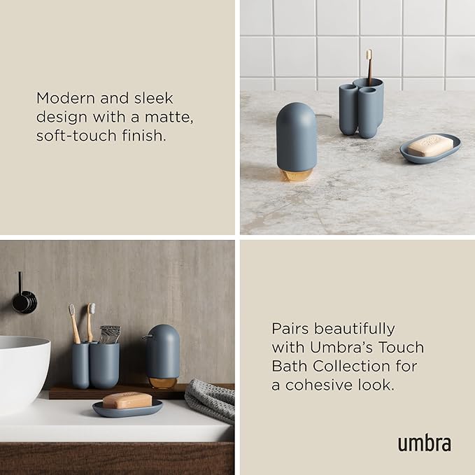 Umbra Touch Hand Soap Dispenser, Plastic Liquid Pump Bottle, Durable and Refillable for Bathroom or Kitchen Sink, Slate Blue - Image 4