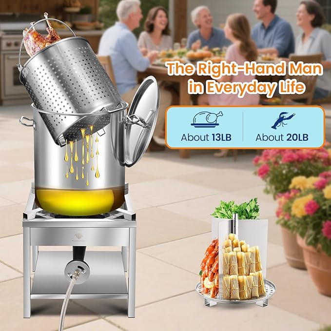 ARC Advanced Royal Champion 40QT Stainless Steel Stockpot for Seafood Crawfish Crab Boil Turkey Fryer Pot with Basket Divider and Hook, Crab Lobster Shrimp Outdoor Cooking and Home Brewing - Image 6